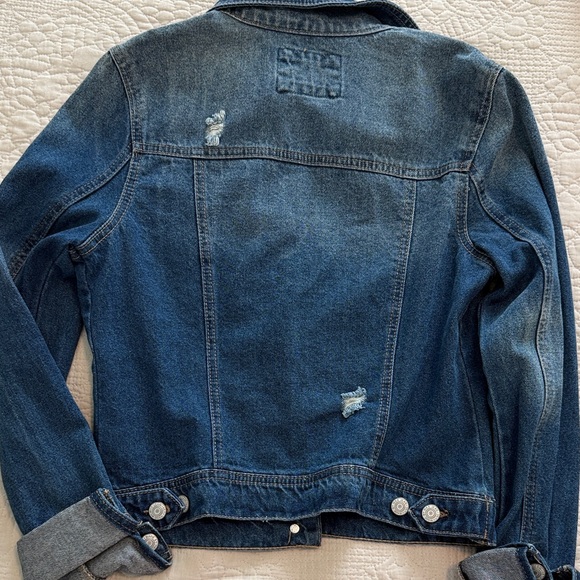 Vintage distressed Wax Jean Indigo Denim Jacket with Contrast Stitching Y2K✨ - Picture 9 of 9
